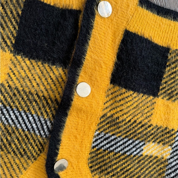 ENGLISH FACTORY YELLOW AND BLACK PLAID CARDIGAN - Picture 9 of 10